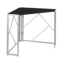 Lumisource OFD-FOLIACNR SVBK Folia Contemporary Corner Desk in Silver Metal and Black Wood
